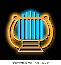 Harp neon light sign vector. Glowing bright icon Harp Sign. transparent symbol illustration