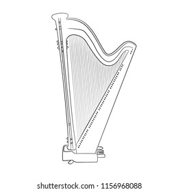 harp on white background linear vector illustration. It is used in web design and printing.