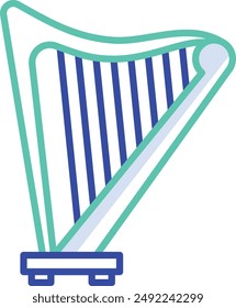 Harp outline color vector illustration