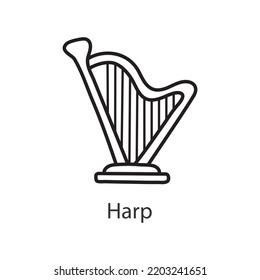 Harp Outline Icon Design illustration. Music Symbol on White background EPS 10 File