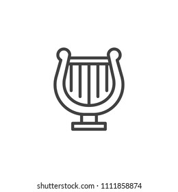 Harp outline icon. linear style sign for mobile concept and web design. Lyre simple line vector icon. Symbol, logo illustration. Pixel perfect vector graphics