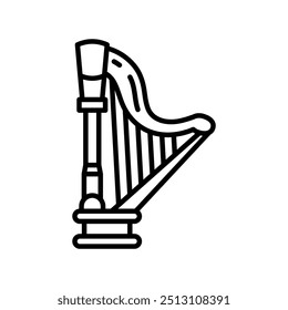 Harp Outline Icon, Vector illustration