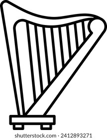 Harp Outline vector illustration icon