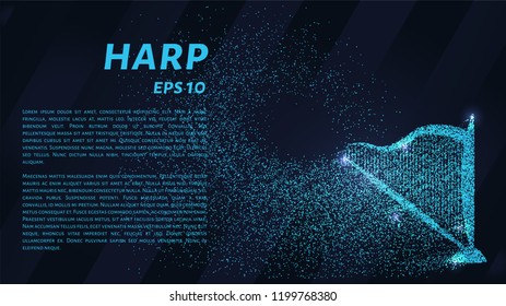 Harp of the particles. Harp consists of circles and points. Vector illustration.