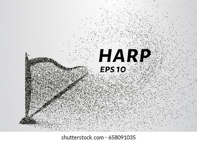 Harp of the particles. Harp consists of circles and points. Vector illustration