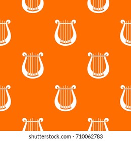 Harp pattern repeat seamless in orange color for any design. Vector geometric illustration