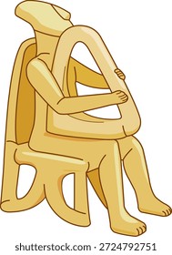 Harp Player, ancient Greece Cycladic figurine. Historical Greek sculpture, marble decorative idol. Vintage, archaeological musician stone figure. Vector illustration