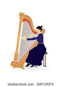 Harp Player Graphic Vector.