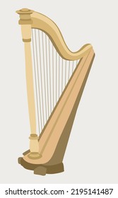 Harp. Plucked stringed musical instrument, consists of two frames located at an angle, between which many strings are stretched.