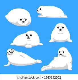 Harp Seal Pup Cute Cartoon Vector Illustration