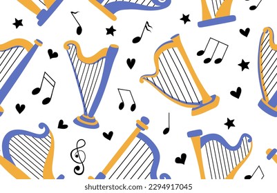 harp seamless pattern. vector illustration