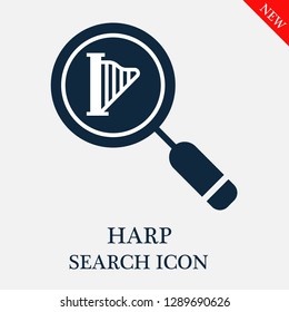 Harp search icon. Editable Harp search icon for web or mobile.