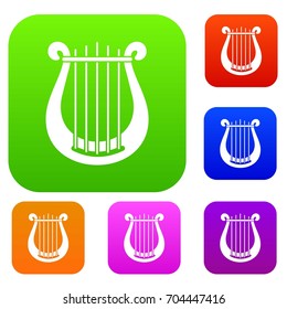 Harp set icon in different colors isolated vector illustration. Premium collection