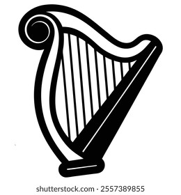 harp silhouette art illustration on white background