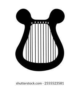 Harp silhouette music instrument vector illustration.