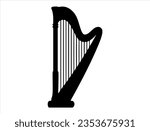 Harp silhouette vector art white background