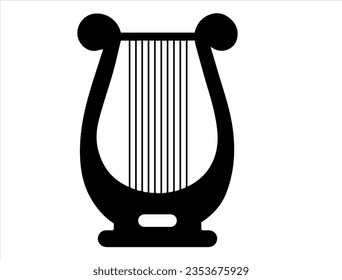 Harp silhouette vector art white background