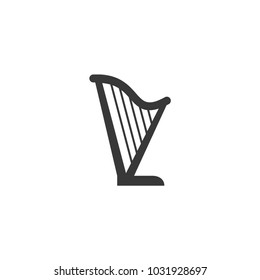 Harp silhouette vector icon on white background