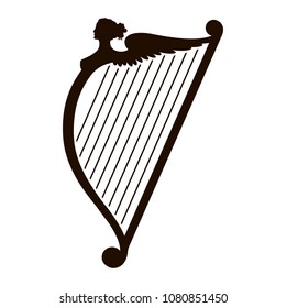 Harp silhouette. Vector illustration isolated on white background.
