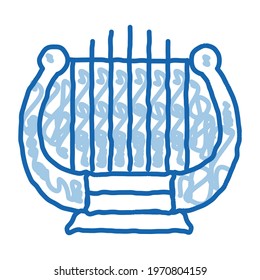 Harp sketch icon vector. Hand drawn blue doodle line art Harp Sign. isolated symbol illustration