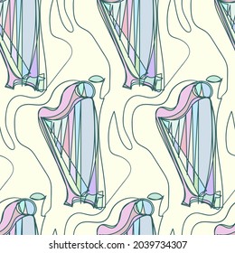 harp sketch vector illustration isolated design element isolated