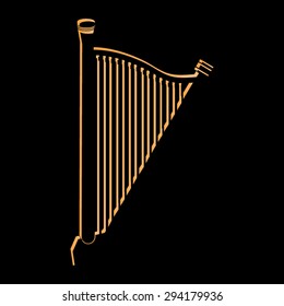 Harp, string instrument,, music