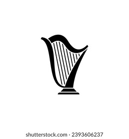 Instrumento musical de cuerda de arpa, icono aislado de vector.
