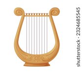 Harp Stringed Musical Instrument as Greece Object and Traditional Cultural Symbol Vector Illustration