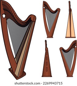 harp stringed musical instrument ilustration