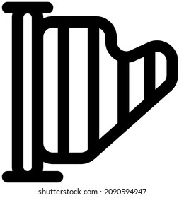 Harp with strings for a retro music