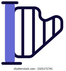 Harp with strings for a retro music