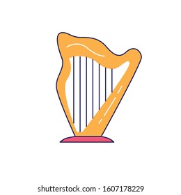 Harp, theater icon. Element of theater. Thin line. Logo of theatre. Cute Musical instrument