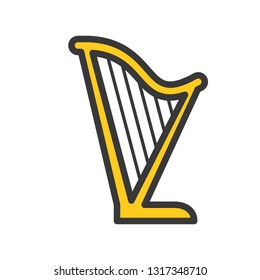 Harp vector, Feast of Saint Patrick filled style icon editable outline