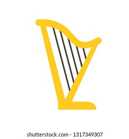 Harp vector, Feast of Saint Patrick flat style icon
