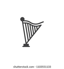 Harp vector icon. filled flat sign for mobile concept and web design. Antique Musical Instruments solid icon. Symbol, logo illustration. Pixel perfect vector graphics