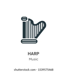 Harp vector icon on white background. Flat vector harp icon symbol sign from modern music collection for mobile concept and web apps design.