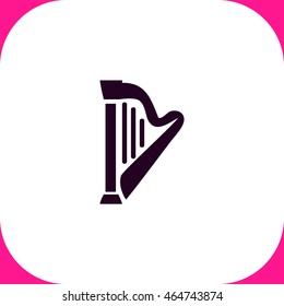 Harp vector icon on white background.