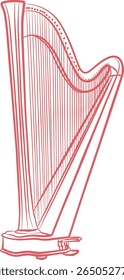 Ilustração do vetor Harp. Esboço clássico da harpa. Rabiscar instrumento musical.