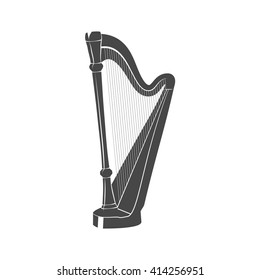 Harp vector illustration icon. Harp music instrument. Classic concert and festival.