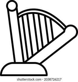 Harp Vector Line Icon Design
