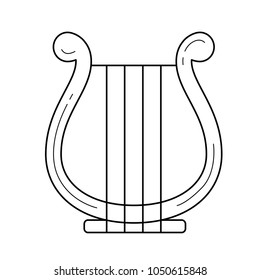 Harp vector line icon isolated on white background. Harp line icon for infographic, website or app. Icon designed on a grid system.