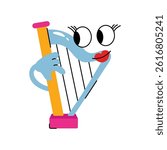 Harp vector Sticker. Eps 10 file