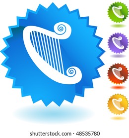 Botón web de arpa aislado en un fondo