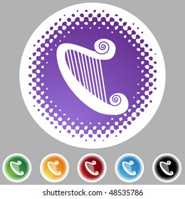 Harp web button isolated on a background