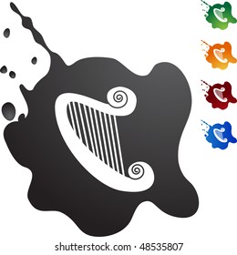 Harp web button isolated on a background