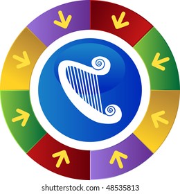 Harp web button isolated on a background