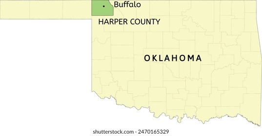 Harper County and town of Buffalo location on Oklahoma state map