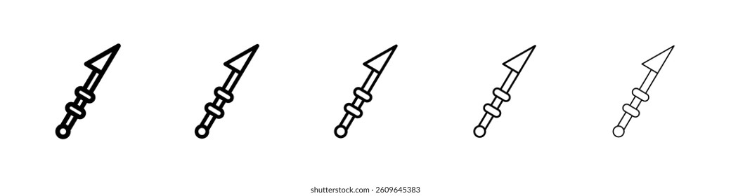 Harpoon icons vectors set in different stroke lines