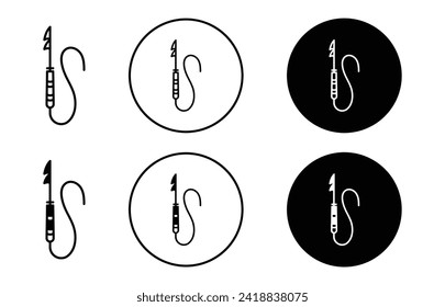 Colección de conjunto de iconos de vector de arpón. Icono plano de contorno de arpón.