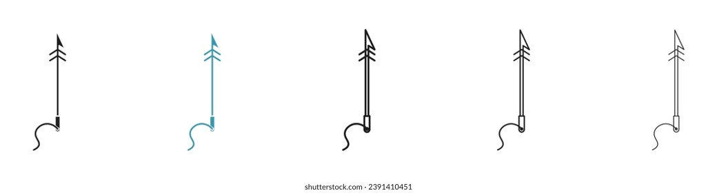 Conjunto de iconos de vector de arpón. Símbolo de vector de arpón para diseños de interfaz de usuario en color blanco y negro.